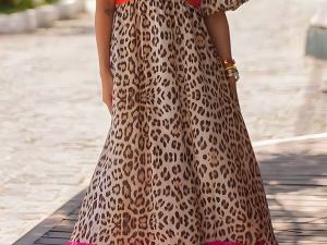 Trendy Dierenprint Maxi-Jurk