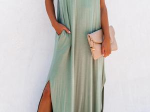 Speelse V-hals Maxi T-shirt Jurk