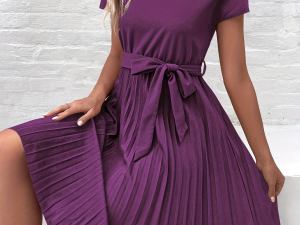 Radiant Graceâ„¢ | Geplooide Ronde Hals Jurk