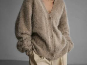 Bellezzaâ„¢ | Beige Oversized Dames Cardigan