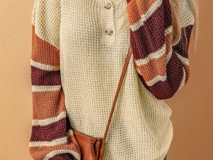 Aprilia™ | Abrikooskleurige Gestreepte Damestrui