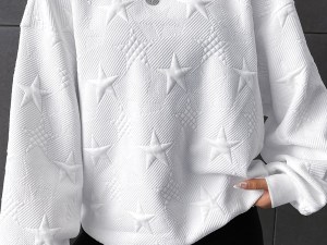 Stella™ | Witte Dames Sweater met Reliëf Sterren
