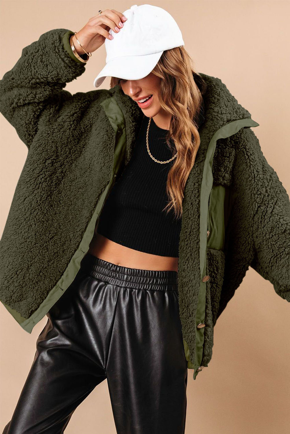 Rivana™ | Groene Sherpa Jas met Patchdetails - Afbeelding 3