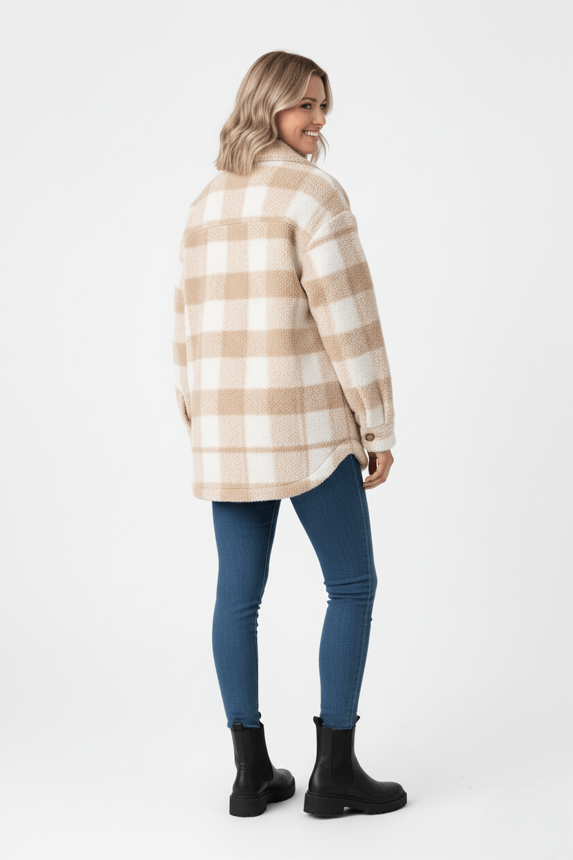 Lunara™ | Geruite Sherpa Jas - Afbeelding 4