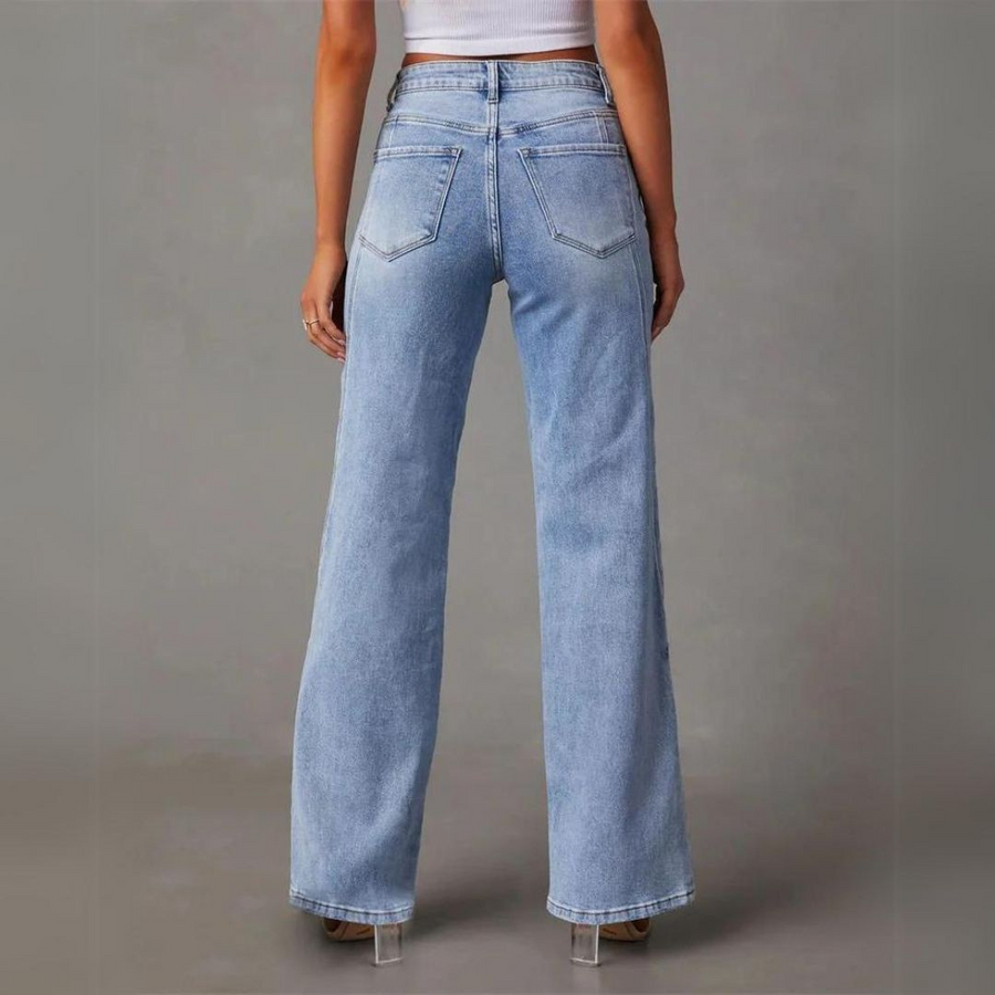 Liora™ | High-Waisted Light Blue Wide-Leg Jeans - Afbeelding 3
