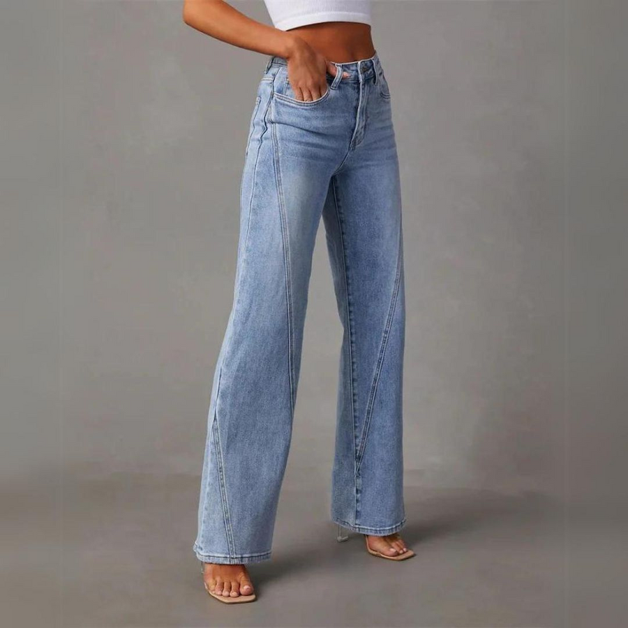 Liora™ | High-Waisted Light Blue Wide-Leg Jeans - Afbeelding 2