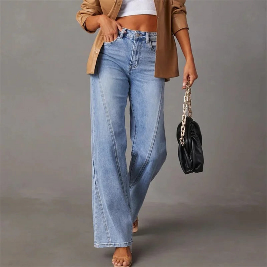 Liora™ | High-Waisted Light Blue Wide-Leg Jeans