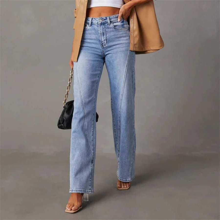 Liora™ | High-Waisted Light Blue Wide-Leg Jeans - Afbeelding 5