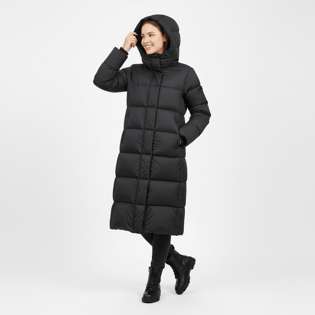 Phoebe™ | Lange Gewatteerde Donsjas met Capuchon - Afbeelding 2