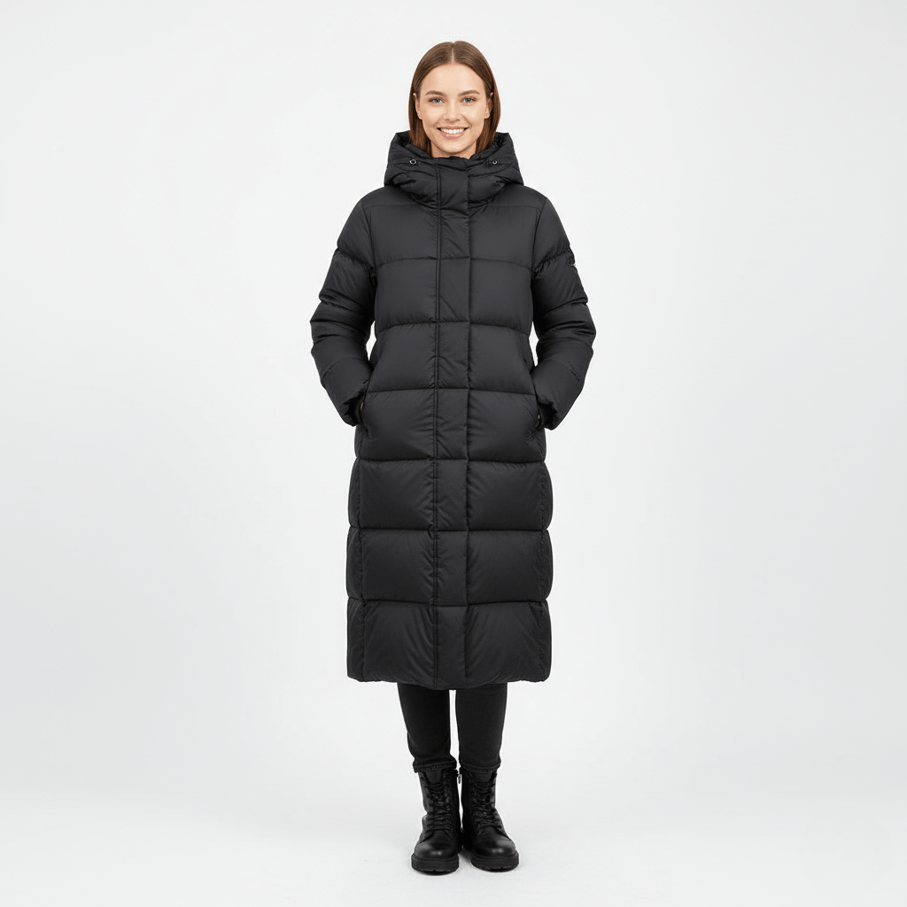 Phoebe™ | Lange Gewatteerde Donsjas met Capuchon