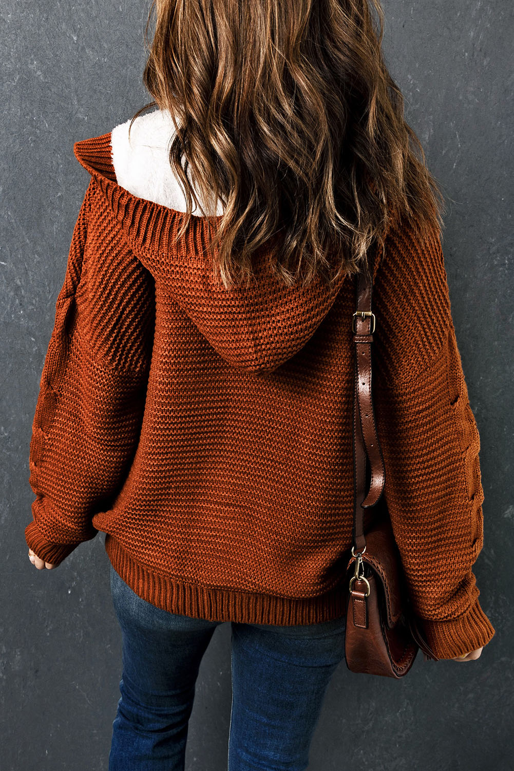 Cavara™ | Khaki Gebreide Dames Cardigan met Capuchon - Afbeelding 2