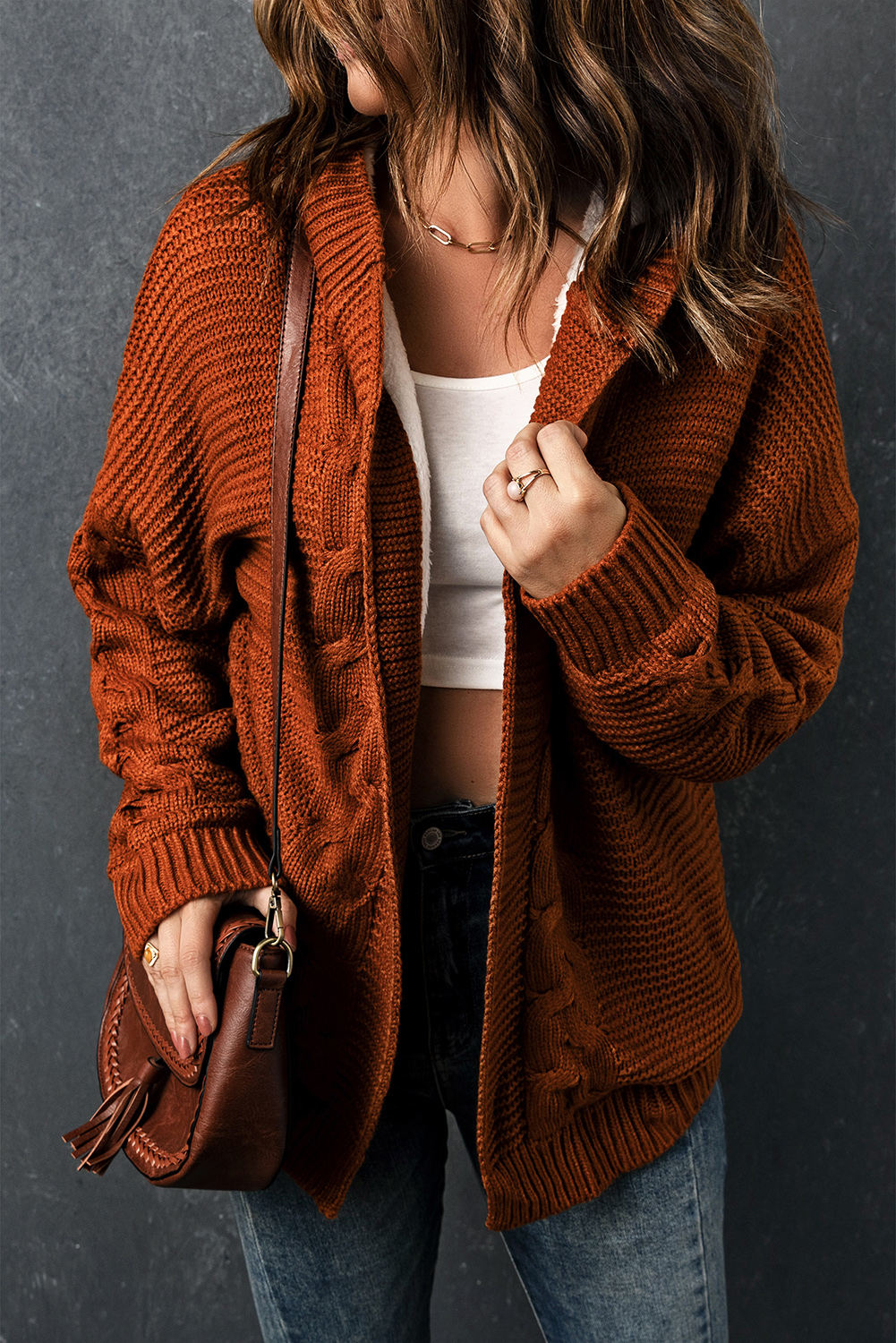 Cavara™ | Khaki Gebreide Dames Cardigan met Capuchon
