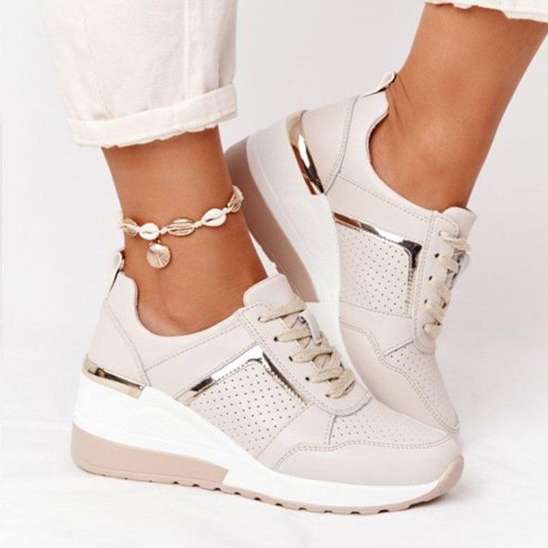 Nanti™ | Dames Sleehak Sneakers met Mesh & Metallic Accenten - Afbeelding 2
