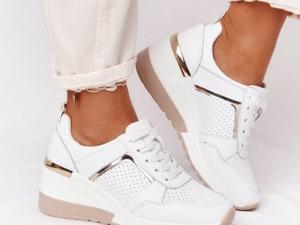 Nantiâ„¢ | Dames Sleehak Sneakers met Mesh & Metallic Accenten