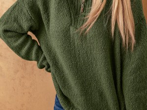 Liora™ | Groene Gebreide Trui met Ritssluiting