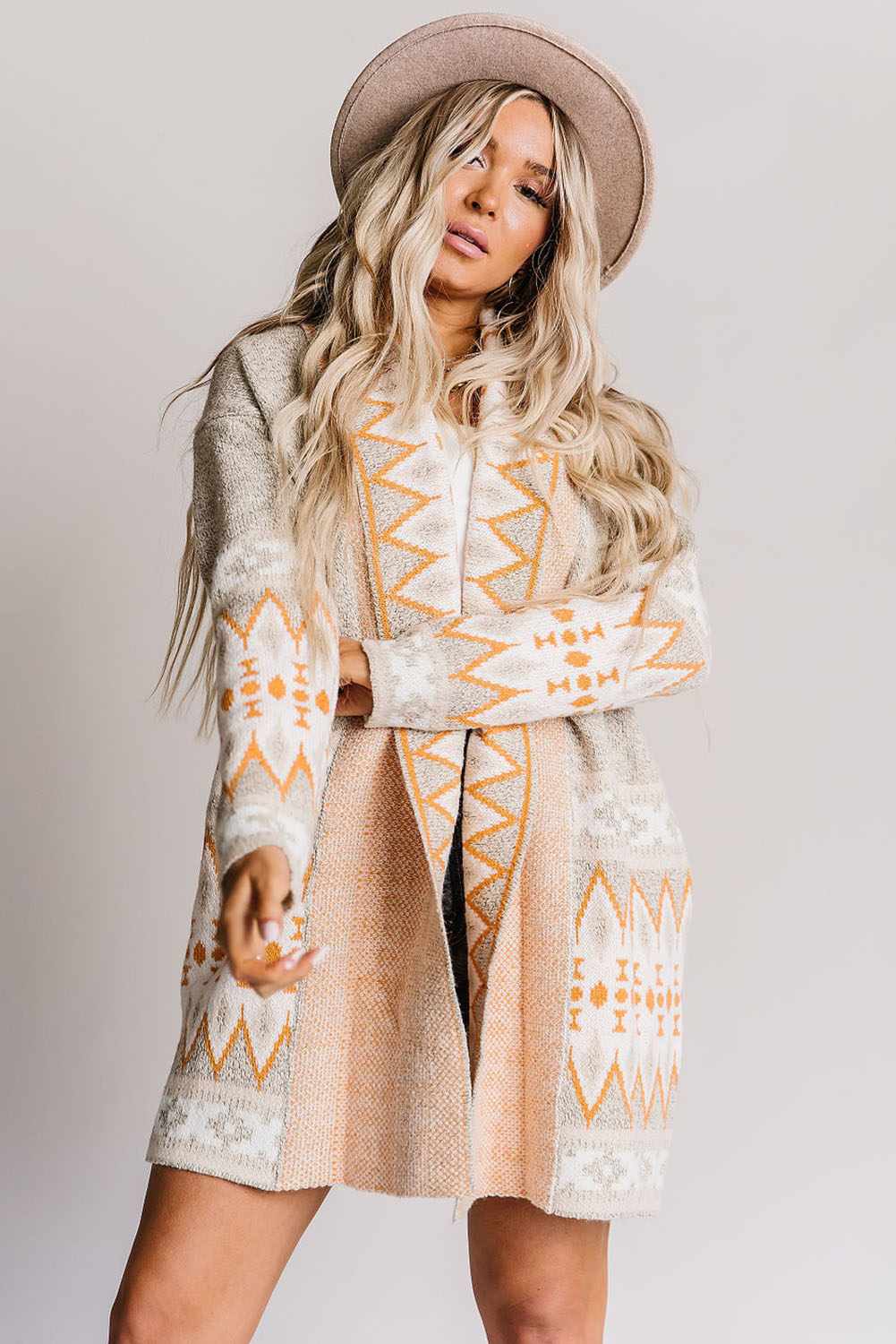 Aurelia™ | Beige Aztec Cardigan met Sjaalkraag - Afbeelding 2