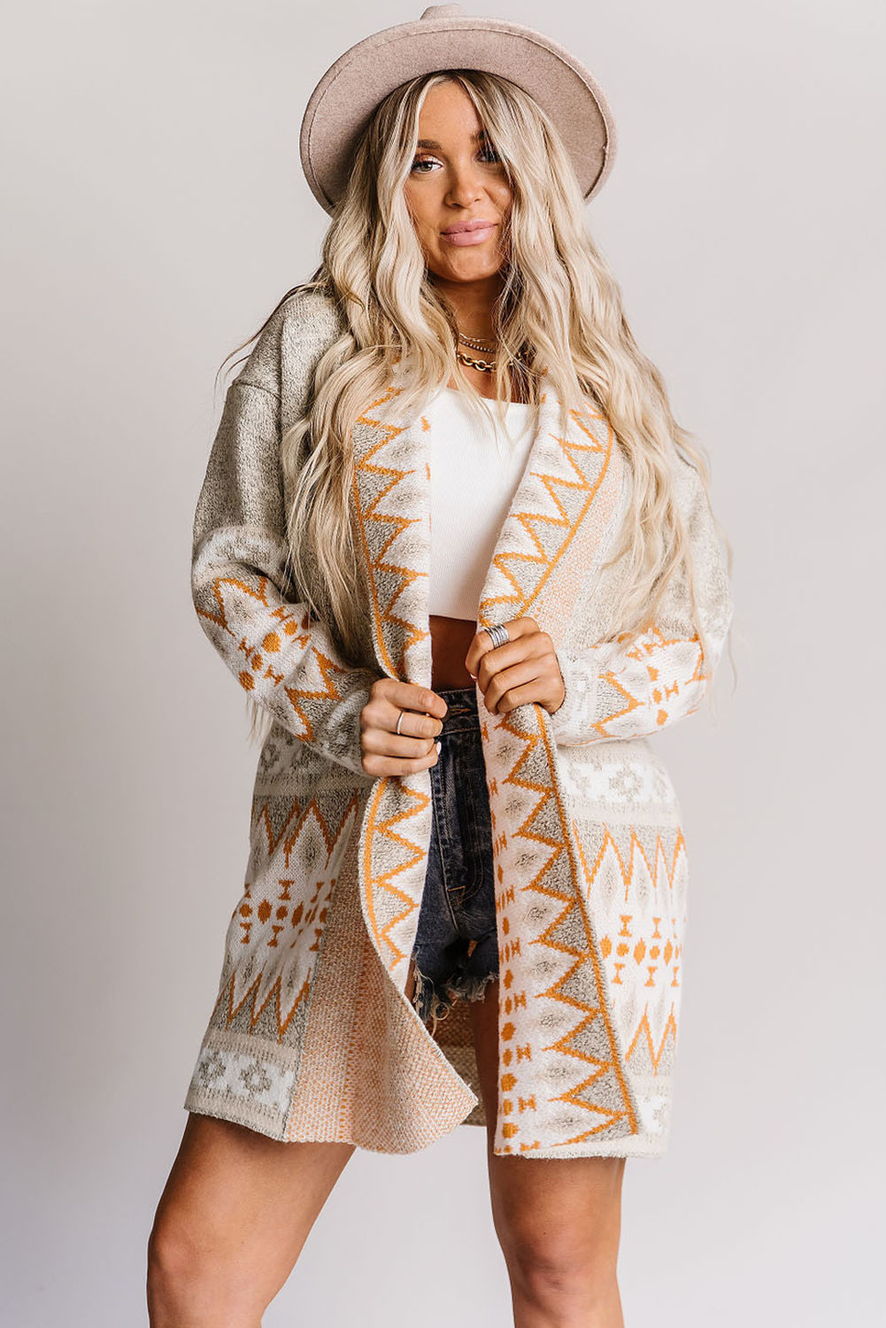 Aurelia™ | Beige Aztec Cardigan met Sjaalkraag - Afbeelding 4